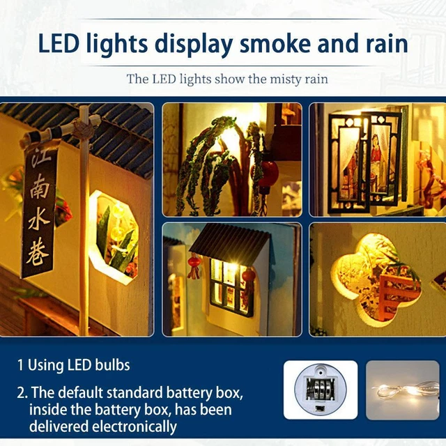 TOYQI - Kit Book Nook Per Adulti, Mini Serra In Legno 3D Fai Da Te, Angolo Libreria Con Luci LED, Decorazione In Miniatura Per Camera Da Letto E Libreria