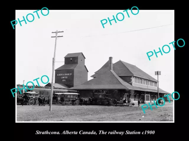 Old Large Historic Photo Of Strathcona Alberta Canada The Railway Station 1900