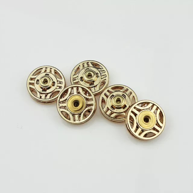 12 Pcs Round Gold Metal Snap Button Fasteners Press Stud Poppers 20 mm