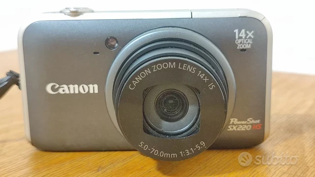 Fotocamera Canon Powershot SX220 HS con caricatore e scheda SD da 2Gb