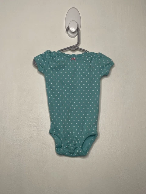 Carters One Piece Bodysuit Baby Girls Size 6 Months Blue Short Sleeve