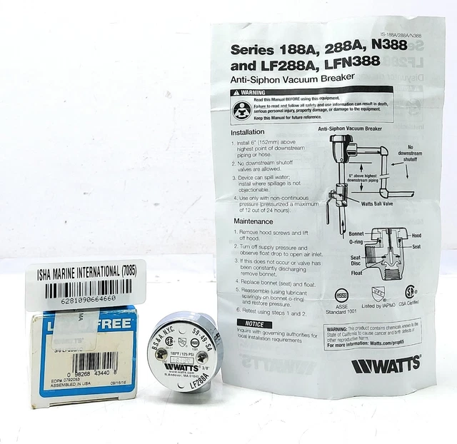 Watts 3/8" LF288A Anti-Siphon Vacuum Breaker
