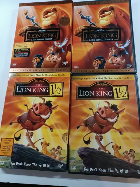 Walt Disney's The Lion King and The Lion King 1 1/2 DVD Lot, 2 Discs Each