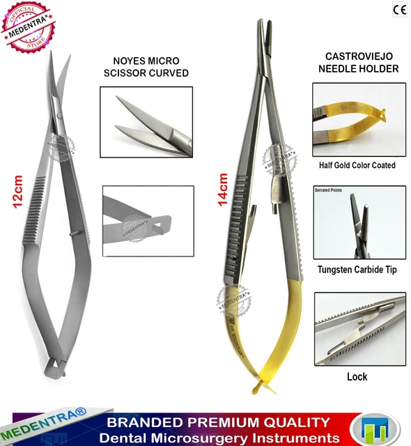 MEDENTRA Kit Castroviejo Porta Aghi Holder Noyes Spring Scissors