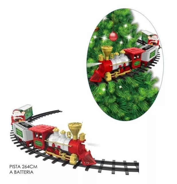 Treno natalizio da su albero di natale con luci suoni Trenino decorazione mshop