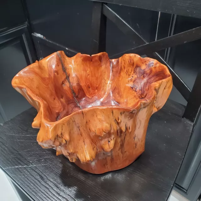 Natural Antique  hand Carved Knotted Wood Root burl Vessel Container Bowl