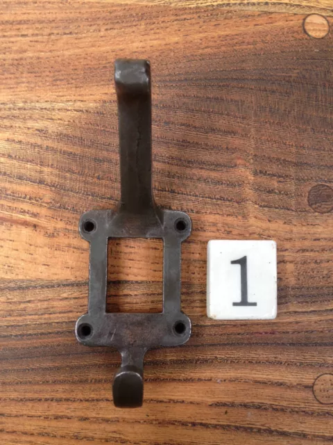 6X CAST IRON SCHOOL COAT HOOKS WITH CERAMIC NUMBER INSERTS ~ for Heidi