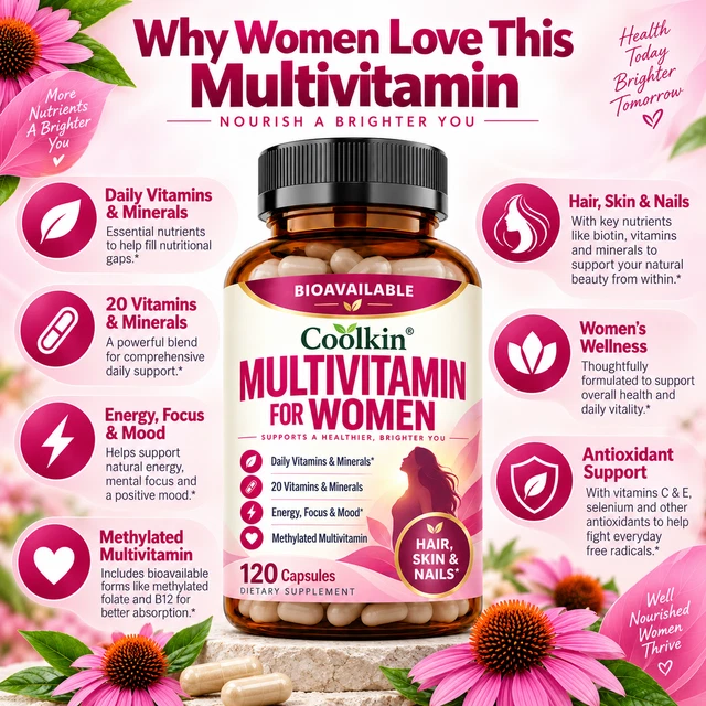 MULTIVITAMIN FOR WOMEN Capsules - Methylated B12 Folate Biotin Daily ...
