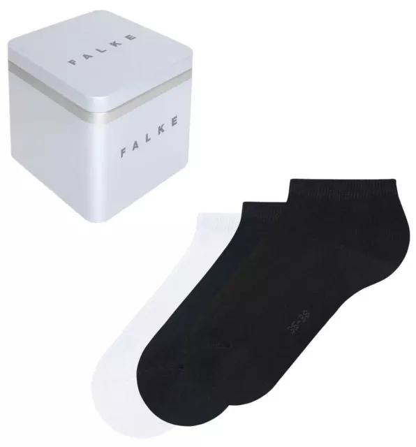 Falke Womens Happy Box 3 Pack Sneaker Socks - Black/Navy/White