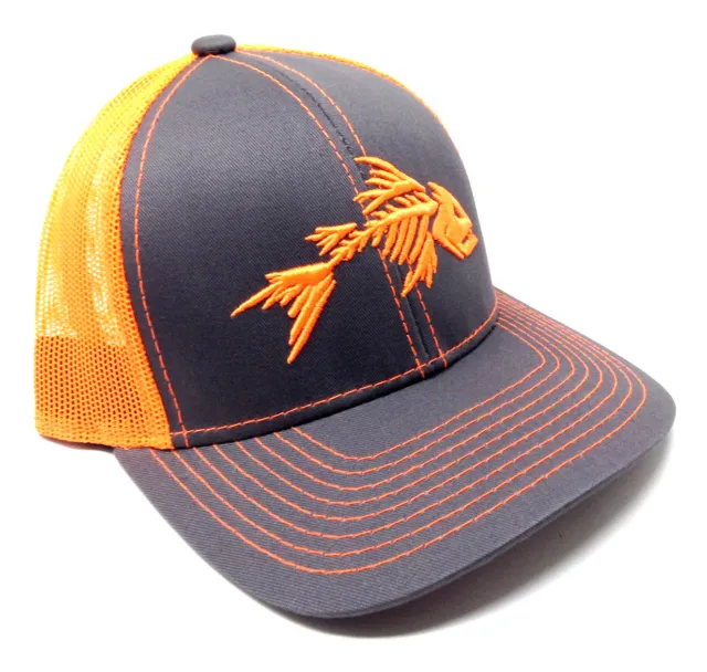Bone Fish Skeleton Sport Pro Fishing Angler Logo Mesh Trucker Adjustable Hat Cap