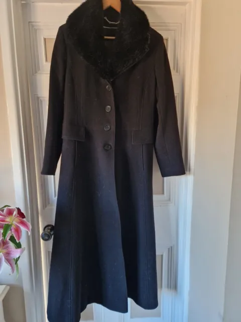 Laura Ashley classic wool & cashmere coat - detatachable collar - 14