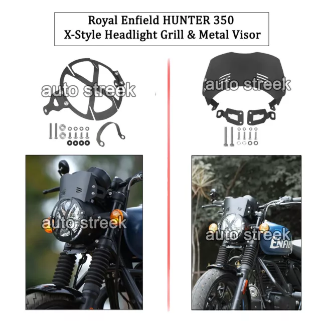 Fit For Royal Enfield HUNTER 350 X-Style Headlight Grill & Metal Visor