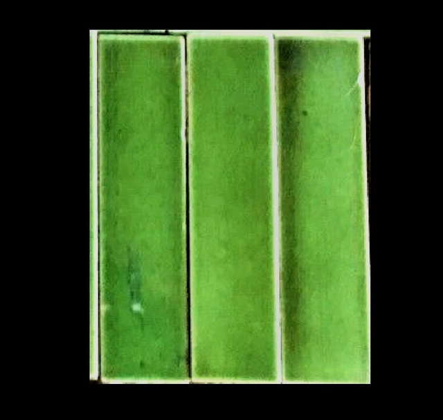 VICTORIAN FIREPLACE MANTEL TILE Emerald Green circa 1890-1906. (3) reclaimed
