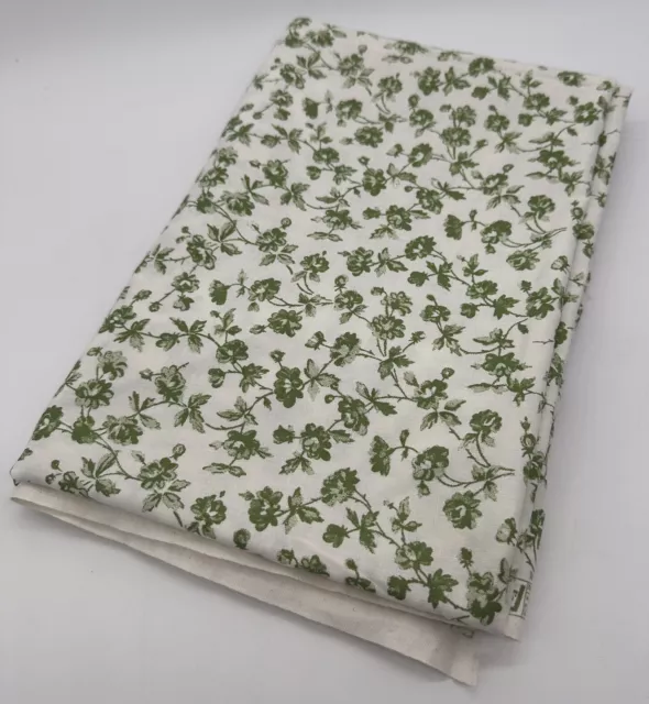 Laura Ashley Fabric L 160 X 120cm Green White Floral Cotton VTG 1977 See Desc