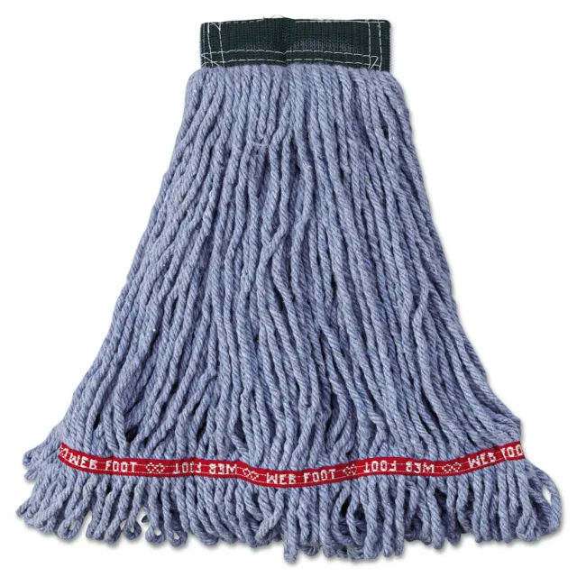 Rubbermaid Commercial Web Foot Wet Mop Head, Shrinkless, Cotton/Synthetic, Blue,