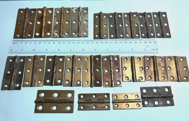 Job Lot Vintage Reclaimed Antique Solid Brass cabinet butt hinges (171) 22 off