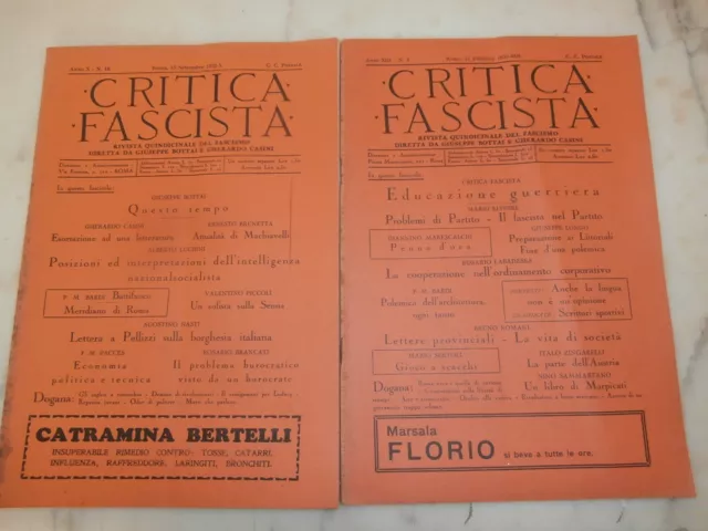 Raro lotto 13 riviste Critica Fascista Fascismo Bottai 1932 - 1943 3