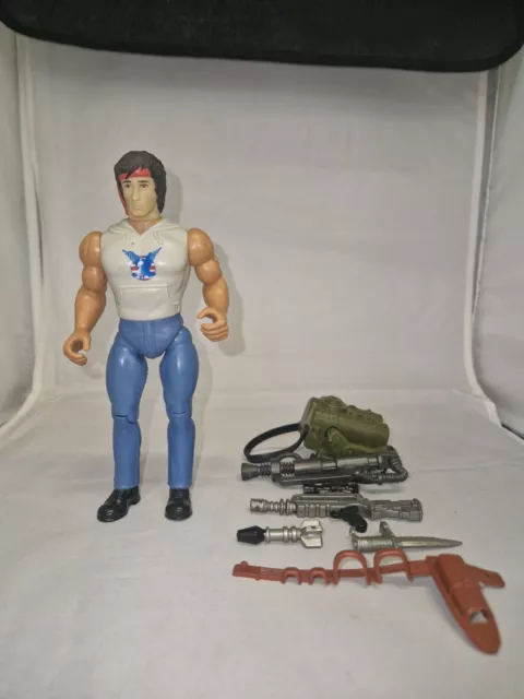 vintage RAMBO ACTION FIGURE fire power 7" 1985 COLECO  Near Complete
