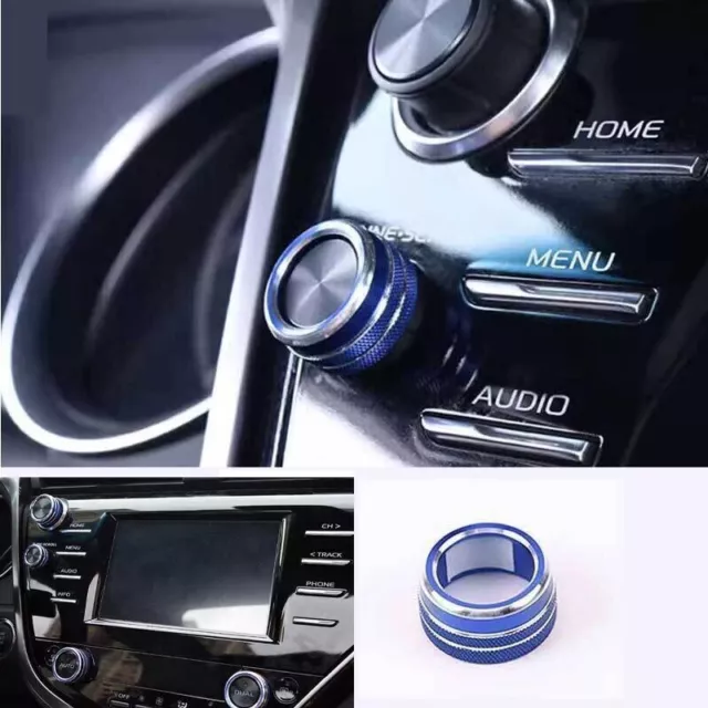 For Toyota Camry 2018-2020 Blue Center Console Multi-Function Knob Cover Alloy