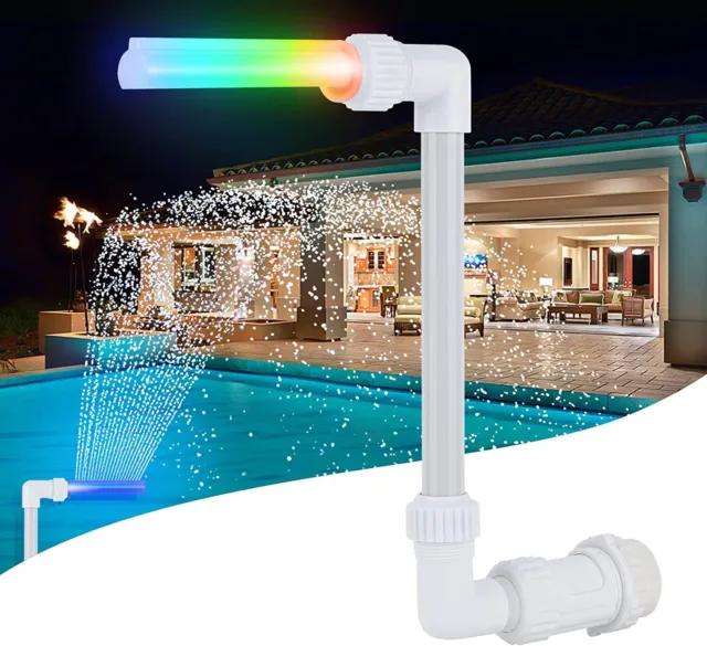 Swimming-Pool Waterfall Fountain W/ Colorful Led-Lights - 7 Color Multicolor NEW