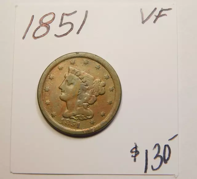 1851 Early Half Cent Chocolate Brown Vf Pre Civil War - Cheap!!!!⭐