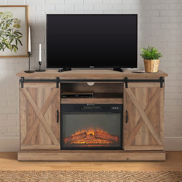 47& FIREPLACE TV Stand W/ 1400W Electric Fireplace Heater for TVs up to