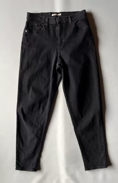 Levis Womens High Waisted Mom Black Denim Jeans Size 31 Cotton Elastane