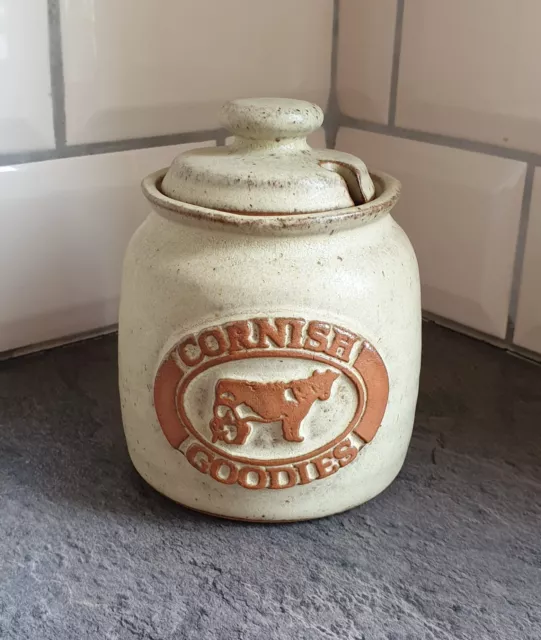 Tremar Cornish Pottery Cream Preserve Pot 'Cornish Goodies' Vintage Retro 1970s 3