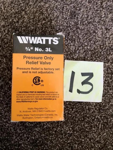 Watts Regulator 3/4" 3L Pressure Only Relief Valve #0011917 150PSI