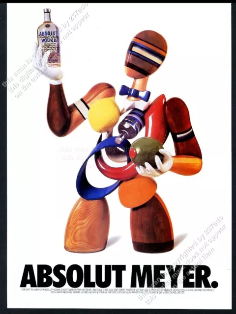 1992 Absolut Meyer Daniel Meyer vodka bottle art vintage print ad