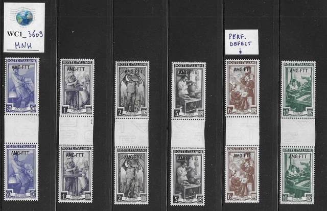 WC1_3609. TRIESTE FTT. Gutter pairs of 1950 "ITALIA LAVORO" cplt. set. MNH