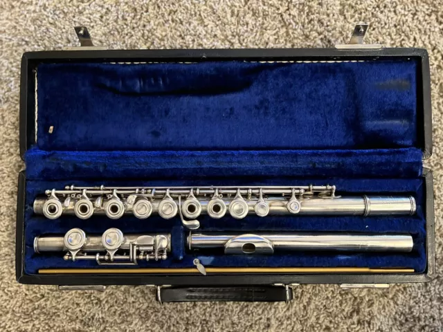 Vintage Artley Wilkins STERLING SILVER Flute Open Hole Inline G C Foot Handmade Vintage Artley Wilkins STERLING SILVER Flute Open Hole Inline G C Foot Handmade