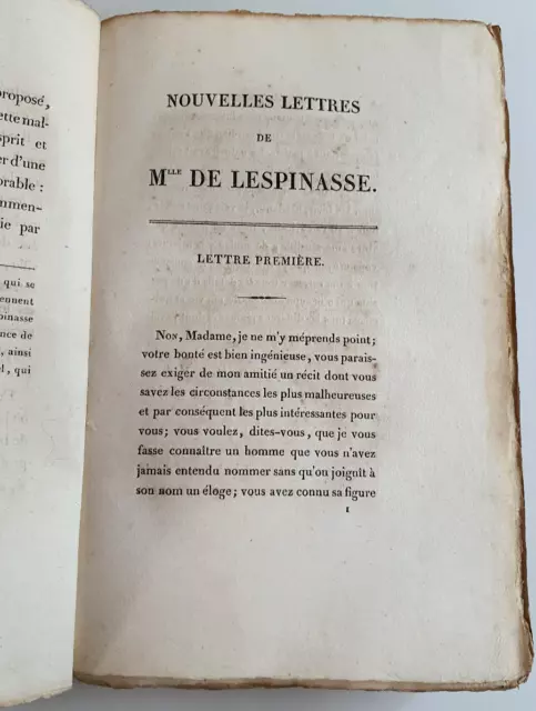 DE LESPINASSE - Nouvelles Lettres de Mademoiselle de Lespinasse (...) - 1820