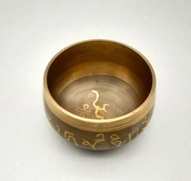 Vintage Rare Tibetan Brass Buddhist Chakra Meditation Healing Bowl 3" Inches
