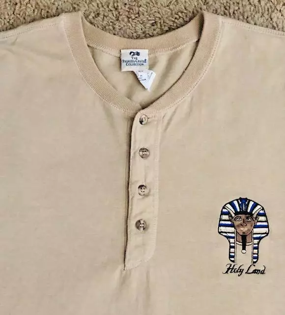 Princess Cruises Collection Holy Land 4 Button Light Brown Henley T-Shirt Large