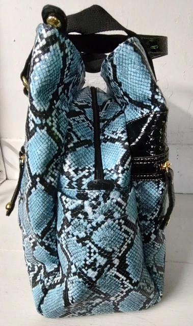Samantha Brown Python Embossed Carry On Travel Bag Turquoise / BLACK EUC 2