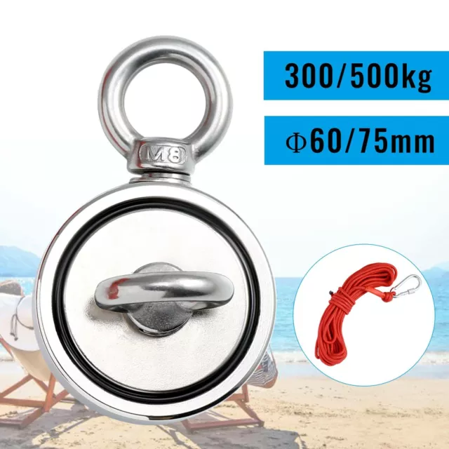 300/500kg Strong Magnet  Neodymium Fishing Metal Detector 10m Rope Double Side