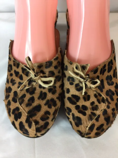 SALPY Montana Sz 7.5 Leopard,Calf Hair,Bows,Clogs Mules Wedges Heels,Women Shoes