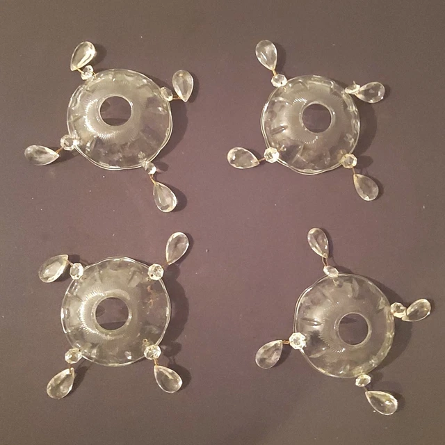 Lot de 4 coupelles avec pampilles et octogones pour lustres appliques