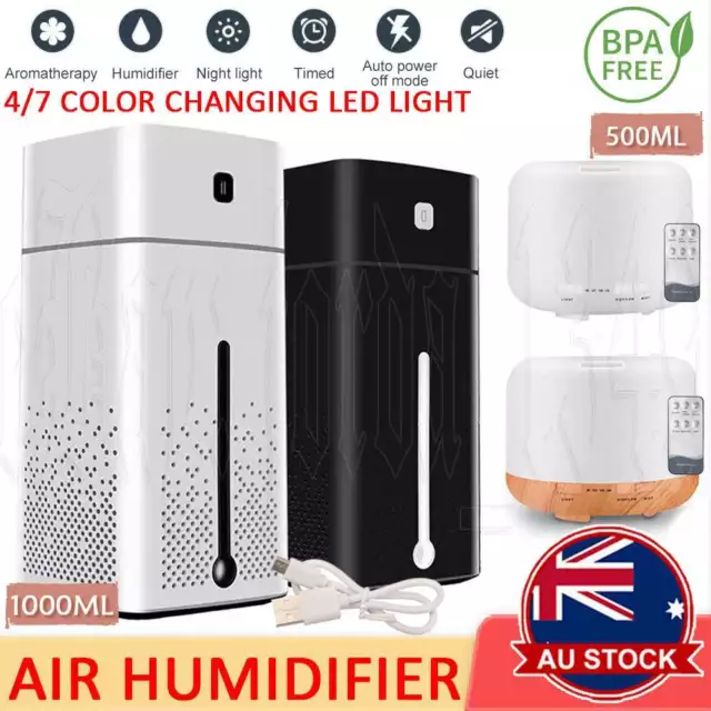 LED Air Humidifier Aroma Aromatherapy Diffuser Essential Oil Ultrasonic Purifier