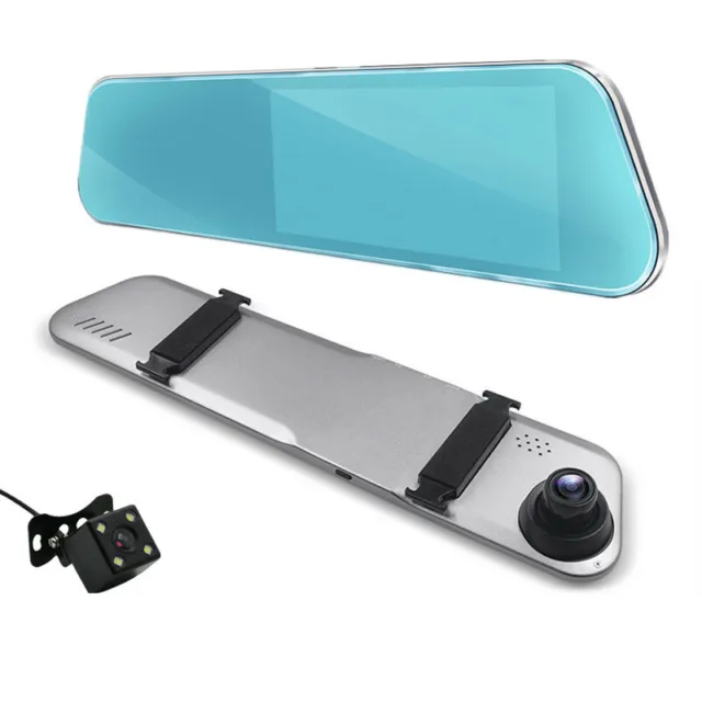 Dual Lens Car DVR Camera Video Recorder Rearview 5.5" Mirror Urveillance Dashcam