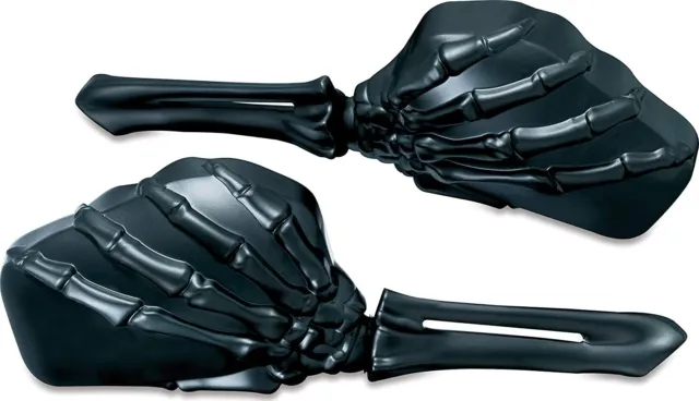 Pair of  Kuryakyn 1758 Black Skeleton Hand Mirrors For All Harley Models 65-20