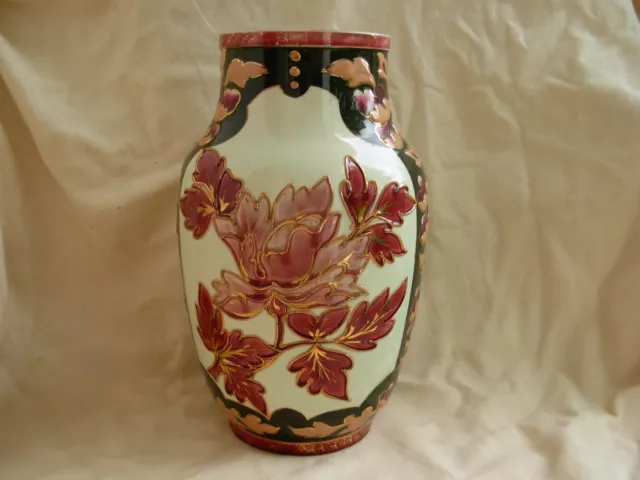 Ancien Grand Vase En Faience De Luneville,Gien ? ,Decor Floral,A Identifier.