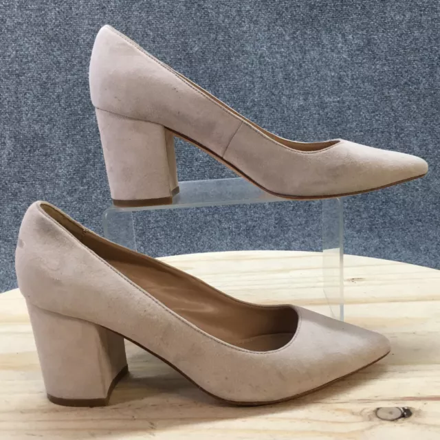 Pour La Victoire Shoes Womens 7.5 Val Pump Beige Pointed Toe Casual Block Heels