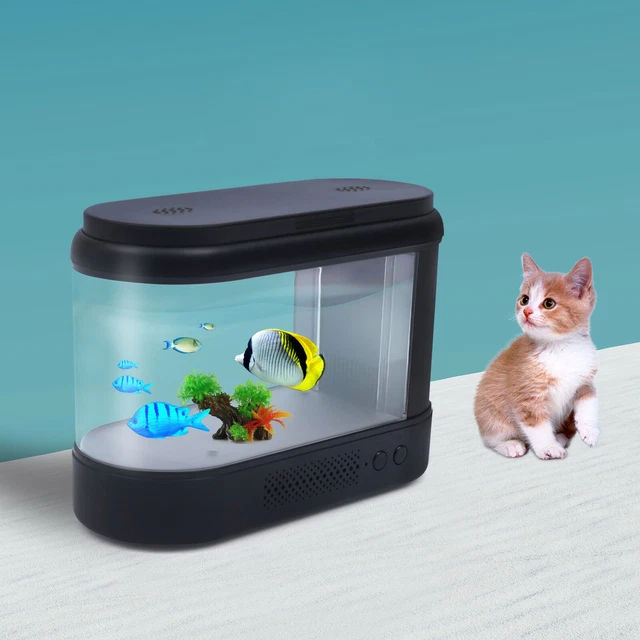 Mni Fish Aquarium Desktop Water Cycle Grass Tank Small Silent Landscape Decor
