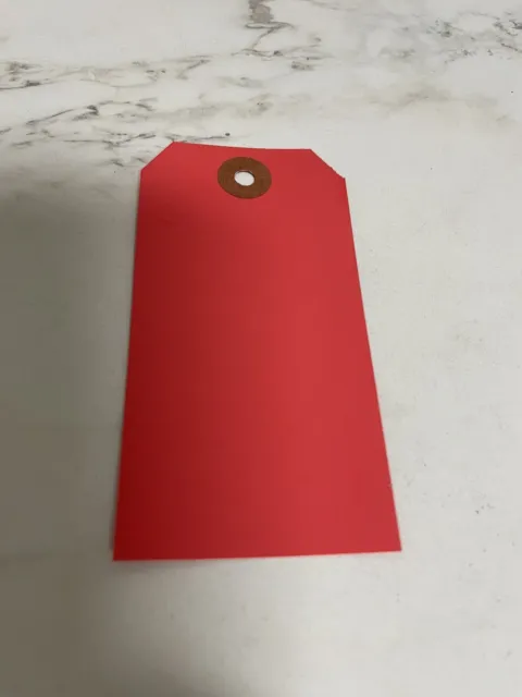 100 Pcs, #4 Shipping Tag,  Size 4-1/4" x 2-1/8", Red, Unwired