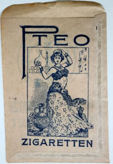 19745 alte Papier Reklame Tüte PETO Zigaretten Jasmatzi Dresden Frau Orient 1935