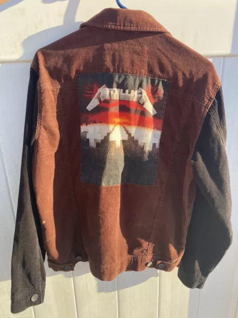 Large Billabong Metallica Jacket Mens Brown Black Corduroy Jacket