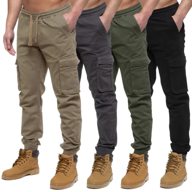 Enzo Mens Jeans Cargo Joggers Elasticated Combat Casual Pants