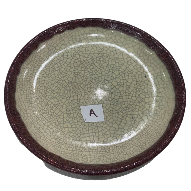 CRACKLE COLLECTION Pier 1 Salad Plate Distressed Red Brown Rim Luncheon 9 1/2" A